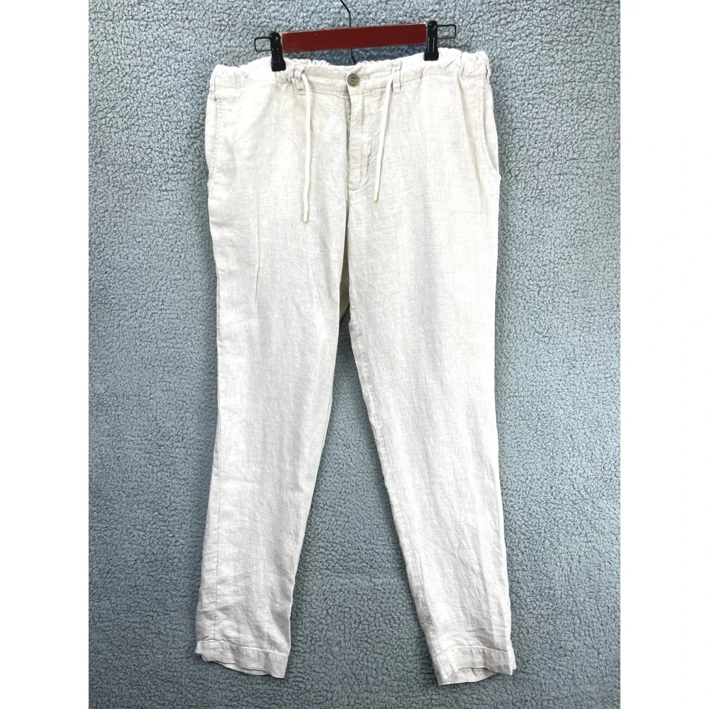 Zara Men's Cream Linen Drawstring Pants